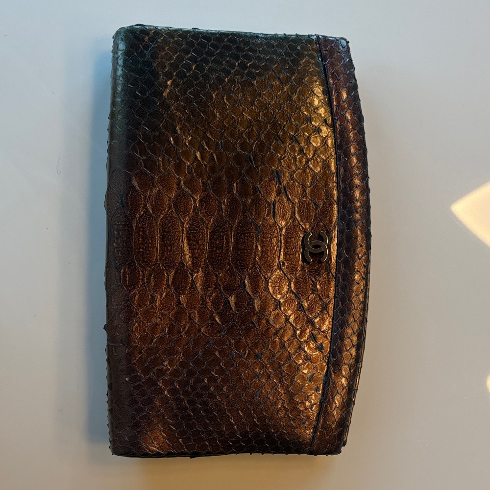 Vintage Chanel Iridescent Brown Python Clutch - image 1